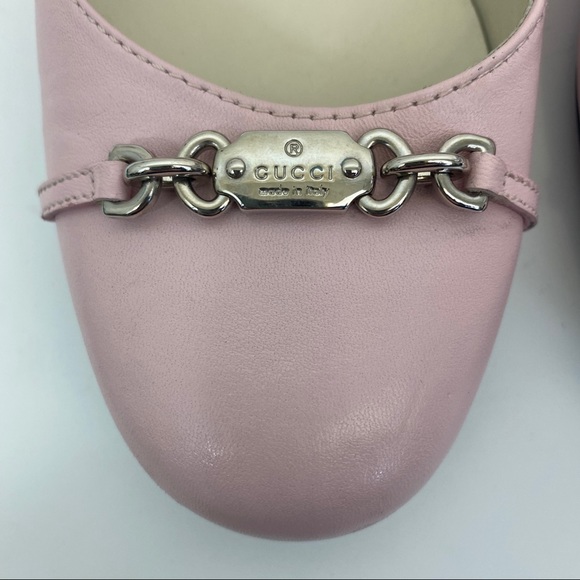 Gucci Baby Pink Chain Logo Ballet Flats 38.5 - Picture 5 of 10